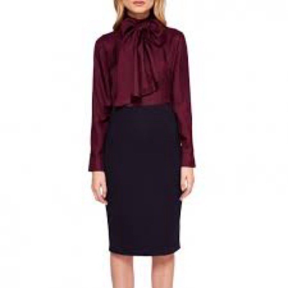 Ted Baker Silk Burgundy and Black Women's Dress
